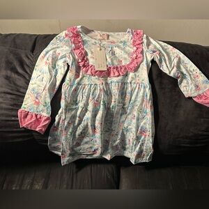Floral Pink and White Kids Dress